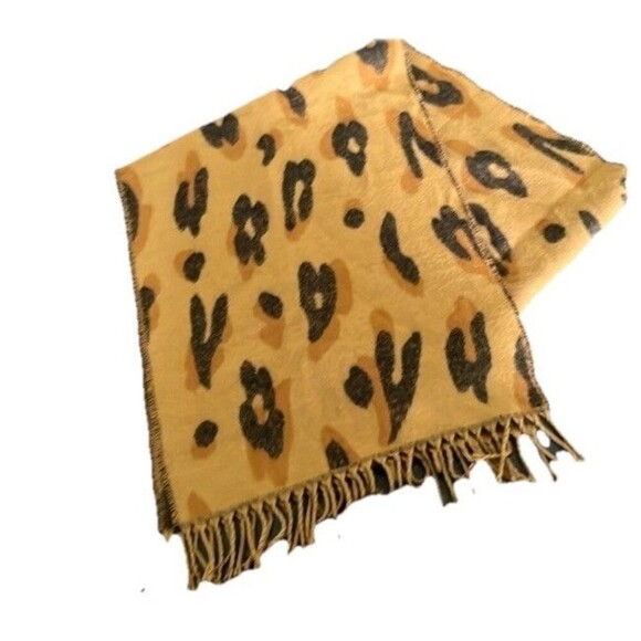 Madewell Brushed Leopard Scarf Fringed Toffee Cozy Fall - Picture 4 of 9